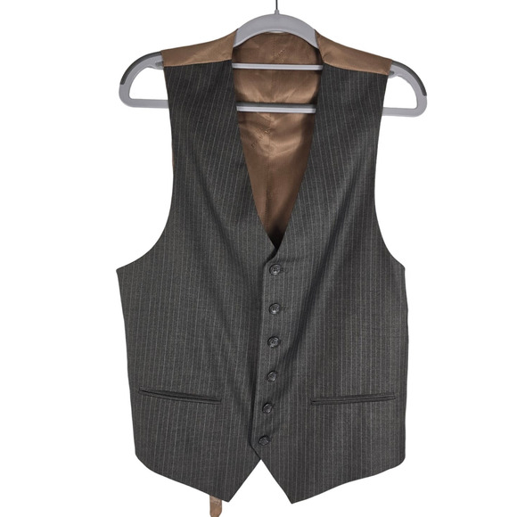 Caravelli Italy Superior 150's 3 Pc Vested Gray Pin Strip Men's Suit 40R 34W NWT - Picture 7 of 12